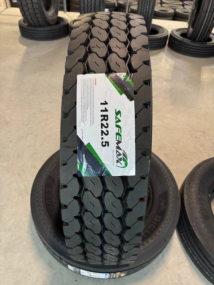 Commercial truck tire prepared for professional wheel service